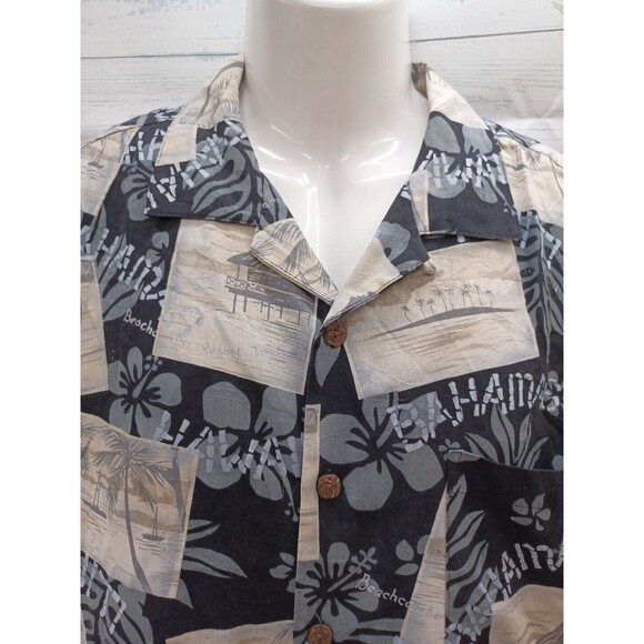 Bermuda Bay Hawaiian Men's Short Sleeve Button Up Shirt Hula Dancers L 100% Silk - Picture 2 of 11